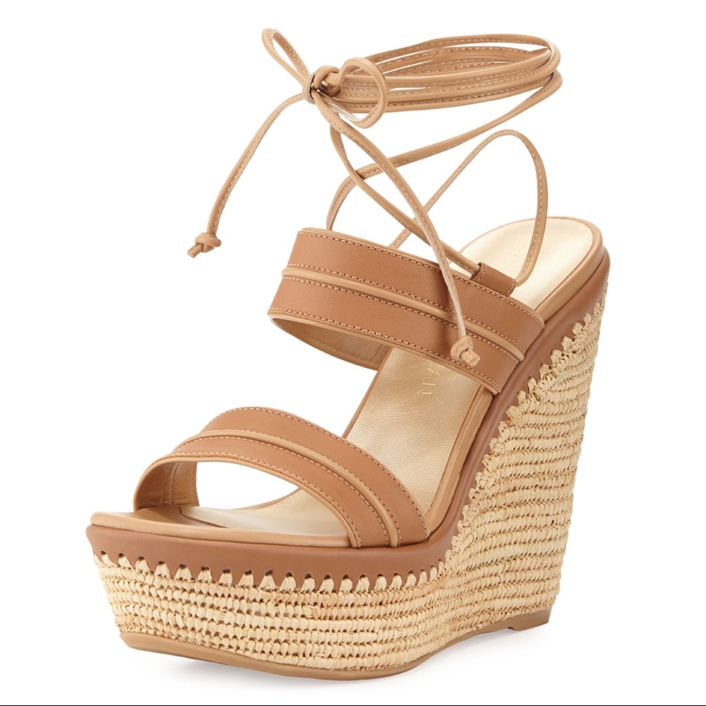 Stuart Weitzman Abandon Lace Up Platform Wedges